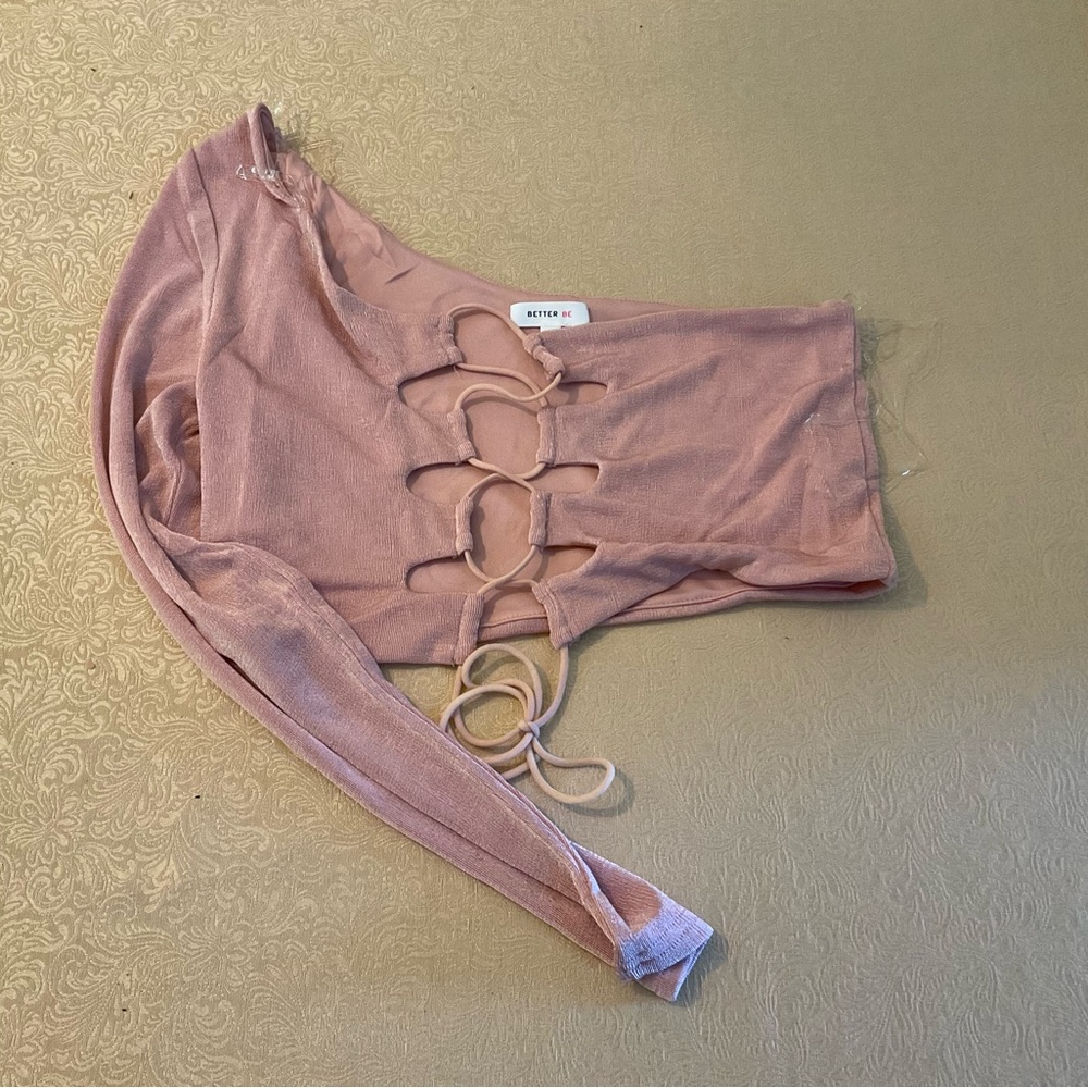 BETTER BE Blush LILY ONE SHOULDER SLINKY TOP - Picture 3 of 3